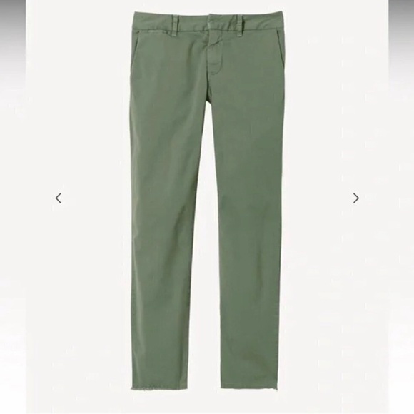 Nili Lotan East Hampton Pants Green Cameo Frayed Hem Women’s Size 10 - Picture 2 of 12